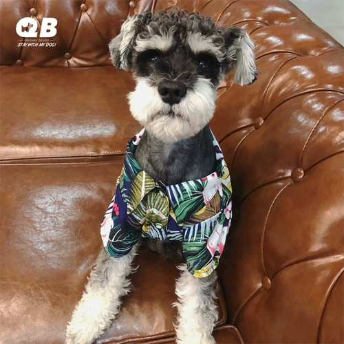 QB自制狗狗衣服春夏装薄款夏威夷风花衬衫雪纳瑞法斗泰迪博美衣服