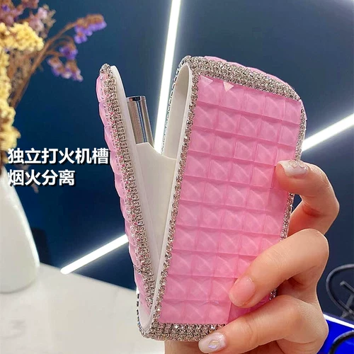 Портативный длинный портсигар, зажигалка с usb-зарядкой, инкрустировано бриллиантами