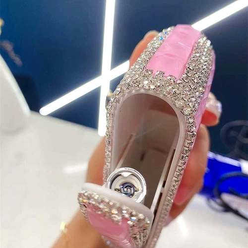 Портативный длинный портсигар, зажигалка с usb-зарядкой, инкрустировано бриллиантами