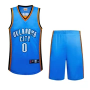 Quần áo bóng rổ phù hợp với đội Thunder Số 0 Wesbrooke Wei ít thêu áo nam phù hợp với in ấn - Thể thao sau