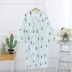 New ladies cotton gowns mùa hè phần mỏng bông gạc áo choàng tắm đồ ngủ dịch vụ nhà mảnh duy nhất lỏng phần dài đồ ngủ nữ quần áo ngắn Night Robe