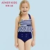Yêu trẻ em đào tạo chuyên nghiệp đồ bơi nữ sinh viên sọc chia áo tắm AK1671531 mũ bơi quà tặng - Đồ bơi trẻ em