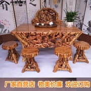Root khắc bàn trà và ghế kết hợp bàn trà và ghế kết hợp bàn trà nhà rễ khắc bàn trà nhà kinh tế bàn trà - Các món ăn khao khát gốc