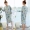 Phiên bản Hàn Quốc của bộ đồ ngủ dài tay nữ mùa xuân và mùa thu siêu dài qua đầu gối dài bằng vải cotton cho sinh viên