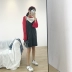 Hàn Quốc phiên bản của mềm pu da váy dây đeo váy trẻ em mùa xuân 2018 mới khí dây đeo váy dưới một chiếc váy các kiểu váy đầm chữ a A-Line Váy