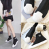 2018 mới vớ phẳng giày nữ mùa thu Hàn Quốc phiên bản của đàn hồi đan cao để giúp bình thường vớ giày vòng đầu vỏ thủy triều sinh viên Giày cao gót