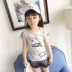 2018 mùa hè mới Hàn Quốc gia đình mặc thư thời trang in ngắn tay T-Shirt giản dị cha mẹ và con áo sơ mi