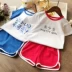 Meng Bao chị em chàng trai và cô gái đặt trẻ em của thể thao giản dị bé ngắn tay quần short hai mảnh 2018 mùa hè
