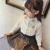 Quần áo trẻ em 2018 thu đông mới phiên bản Hàn Quốc của nữ kho báu áo dài tay bé gái cộng với áo sơ mi nhung nhỏ tươi trẻ em