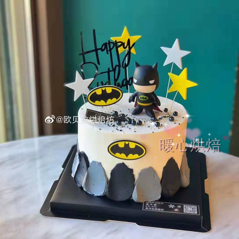 Trang trí bánh Halloween Q phiên bản Batman trang trí bánh trang trí Bat lâu đài cắm thêm cậu bé trang trí bánh - Trang trí nội thất