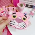 Nhật bản và Hàn Quốc phim hoạt hình dễ thương màu hồng beo thêu đồng xu ví HỒNG cô gái dây kéo trái tim purse gói thẻ lưu trữ túi nữ