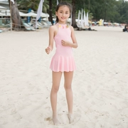 Đồ bơi nữ Hàn Quốc ins girl áo tắm một mảnh váy lưới màu đỏ Cô gái nhỏ hợp thời trang xu hướng đồ bơi đi biển kỳ nghỉ có thể - Đồ bơi trẻ em