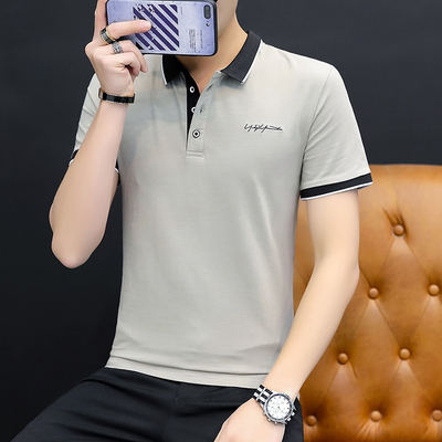 纯棉男士短袖t恤夏季半袖ins修身商务休闲韩版潮流翻领polo衫衣服