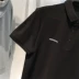 Mùa hè 2019 nam mới áo thun cotton ngắn tay màu đen thêu ve áo POLO B1DB92124 - Polo Polo