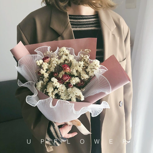 Оригинальный дизайн оригинальный дизайн сухой цветок розовый белый марлепо -поли -головная роза забытая подарочная коробка день рождения