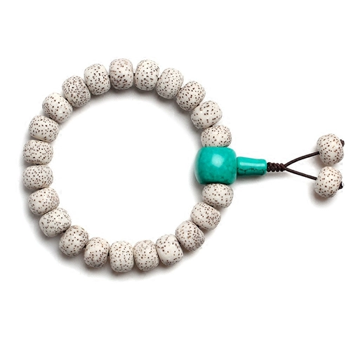 Четки бодхи, мужской браслет, четки из круглых бусин, бирюзовая подвеска из грецкого ореха