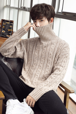 Áo len cao cổ nam áo len xu hướng Hàn Quốc Slim cá tính đẹp trai mùa thu và mùa đông hoang dã áo khoác nam - Cardigan