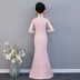 Hồng Long Girl Slim Đầm đuôi cá Đầm dạ hội cổ điển nhỏ đứng cổ áo cưới Hoa cô gái nhỏ chủ nhà mới 2020 - Váy trẻ em