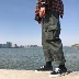 Thương hiệu thủy triều mùa hè DreamMaker lỏng lẻo Yu Wenle overalls hoang dã quần chín quần quần quần nam - Quần làm việc