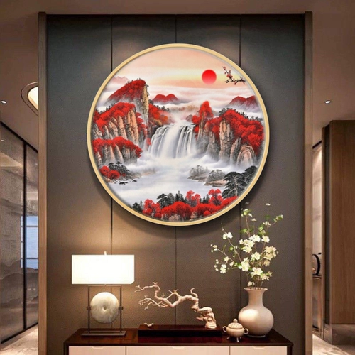 Печать поперечной вышивки 2023 Новая линейная вышивка гостиная ландшафтная живопись пейзажа Fortune Flous Turbus