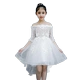 Cô gái một vai gạc trắng váy công chúa phồng sợi trẻ em catwalk sinh nhật buổi tối váy nhỏ chủ trang phục mùa đông Váy trẻ em