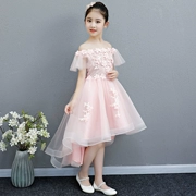 Cô gái ăn mặc 2018 từ mới vai màu hồng trẻ em sinh nhật công chúa váy fluffy hoa cô gái váy cưới mùa hè