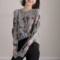Трикотажный кашемир, свитер, демисезонная элегантная рубашка для отдыха, свободный крой, 2023, французский стиль