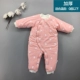 Baby handmade áo cotton cotton jumpsuit mùa thu đông nam nữ bé đi ra ngoài dày hajamas quần áo sơ sinh - Áo liền quần