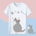 Mèo Sân Sau T-Shirt Ngắn Tay Áo Phim Hoạt Hình Dễ Thương Demi Anime Khoảng Hai Nhân Dân Tệ Quần Áo Nam Giới và Phụ Nữ Tops Mùa Hè
