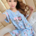 Mùa hè ngắn tay cotton lụa nightdress nữ Hàn Quốc phiên bản của bông mỏng đồ ngủ cotton nhân tạo cotton lụa nhà thường dịch vụ XL đầm ngủ 2 dây Đêm đầm