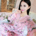 Bông lụa đồ ngủ mùa hè của phụ nữ phần mỏng Hàn Quốc dài tay cotton lụa đồ ngủ bông bông dịch vụ nhà phù hợp với tháng phù hợp với Bộ Pajama