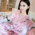 Bông lụa đồ ngủ mùa hè của phụ nữ phần mỏng Hàn Quốc dài tay cotton lụa đồ ngủ bông bông dịch vụ nhà phù hợp với tháng phù hợp với