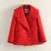 Sê-ri 2018 sản phẩm mới mùa đông thuần màu đỏ ngắn áo khoác len ngắn 040 cut mark áo khoác nữ Áo khoác ngắn