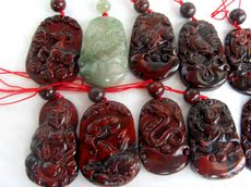 Украшения на шею 十二生肖吊坠挂牌吊坠*桂林鸡血石红碧玉石把玩件项链吊坠手镯