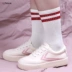 Feiyue bước nhảy mẫu nữ màu be tăng muffin màu đỏ và màu xanh bột sinh viên 3cm nhẹ mềm đáy giày thoáng khí 8225 - Plimsolls