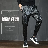 Quần da nam mới cộng với nhung dày, giản dị Harlan phiên bản Hàn Quốc của xu hướng giới trẻ Slim xe máy da quần jean nam
