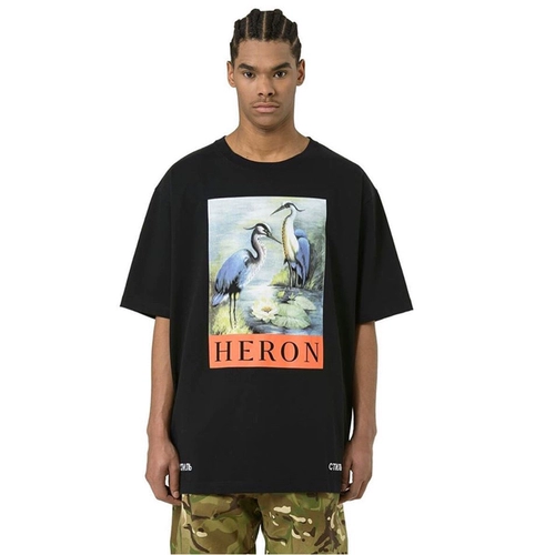 Правильная версия Heron Preston18ss Sianhe Shuanghe Свободный короткий рукав Mei Chao Gao Street Men and Women Ins Tee