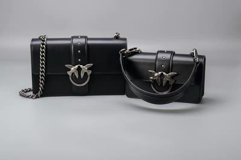 Classic Large Black Silver2021 new pattern quality goods Purchasing agent PINKO Swallow bag Pingao Dionysus Female bag One shoulder Messenger Chain package Official website