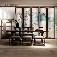 Màn hình tùy chỉnh 
            vách ngăn phòng khách phòng ngủ hiên phong cách Trung Quốc đơn giản hiện đại gấp di động gỗ rắn có thể được tùy chỉnh màn hình gấp bức tranh phong cảnh giá vách ngăn gỗ phòng khách