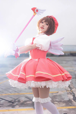 taobao agent Cos clothing hundreds of cherry blossom card girl cherry red and white combat clothes cosplay | customized