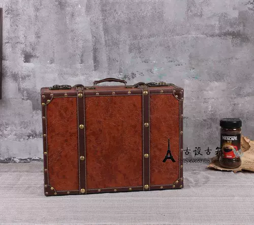 Ретро портативный чемодан, однотонная коричневая коробка