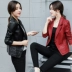 Da phụ nữ đoạn ngắn pu leather blazer 2018 mùa xuân và mùa thu mới của Hàn Quốc phiên bản của slim slim leather jacket chương trình khuyến mãi áo khoác da nữ cá tính Quần áo da