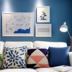 Màu xanh mô hình hình học đệm Bắc Âu bông và vải lanh hiện đại đơn giản pillowcase mô hình phòng khách nhà sofa đệm Trở lại đệm / Bolsters