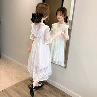Летняя одежда, платье, белый кружевной наряд маленькой принцессы, коллекция 2023, в корейском стиле, подходит для подростков, в западном стиле, 8-12 лет