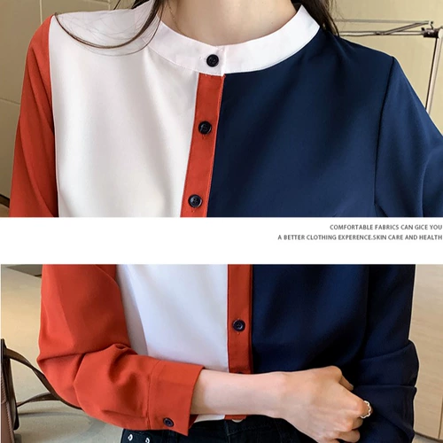 Осенний весенний жакет, шифоновая весенняя рубашка, коллекция 2022, длинный рукав, в западном стиле