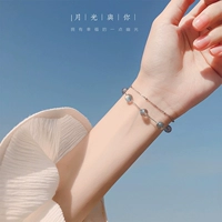 S925 sterling bạc nhiều lớp tự nhiên moonstone bracelet nữ Hàn Quốc phiên bản của hai lớp đơn giản sinh viên cá tính Sen Sở mật ong tươi vòng mã não