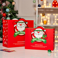 картон 缤纷圣诞礼品袋 圣诞老人礼物袋 苹果包装袋 宽底袋定制纸袋免邮