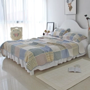 Mới trải giường bằng vải bông trải giường Châu Âu ba mảnh dày bông trải giường bông trải giường ba bộ màu xanh - Trải giường
