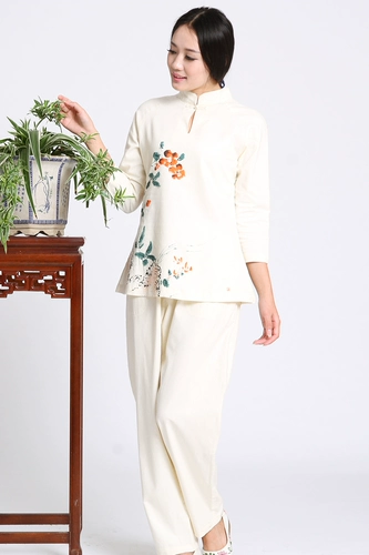 Дизайнерское летнее ханьфу, одежда для йоги, китайский стиль, из хлопка и льна