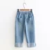 Cô gái 10-15 tuổi mùa hè mỏng mảnh denim quần cắt 12 đứa trẻ lớn 13 trẻ em béo sinh viên quần giản dị 9 - Quần jean